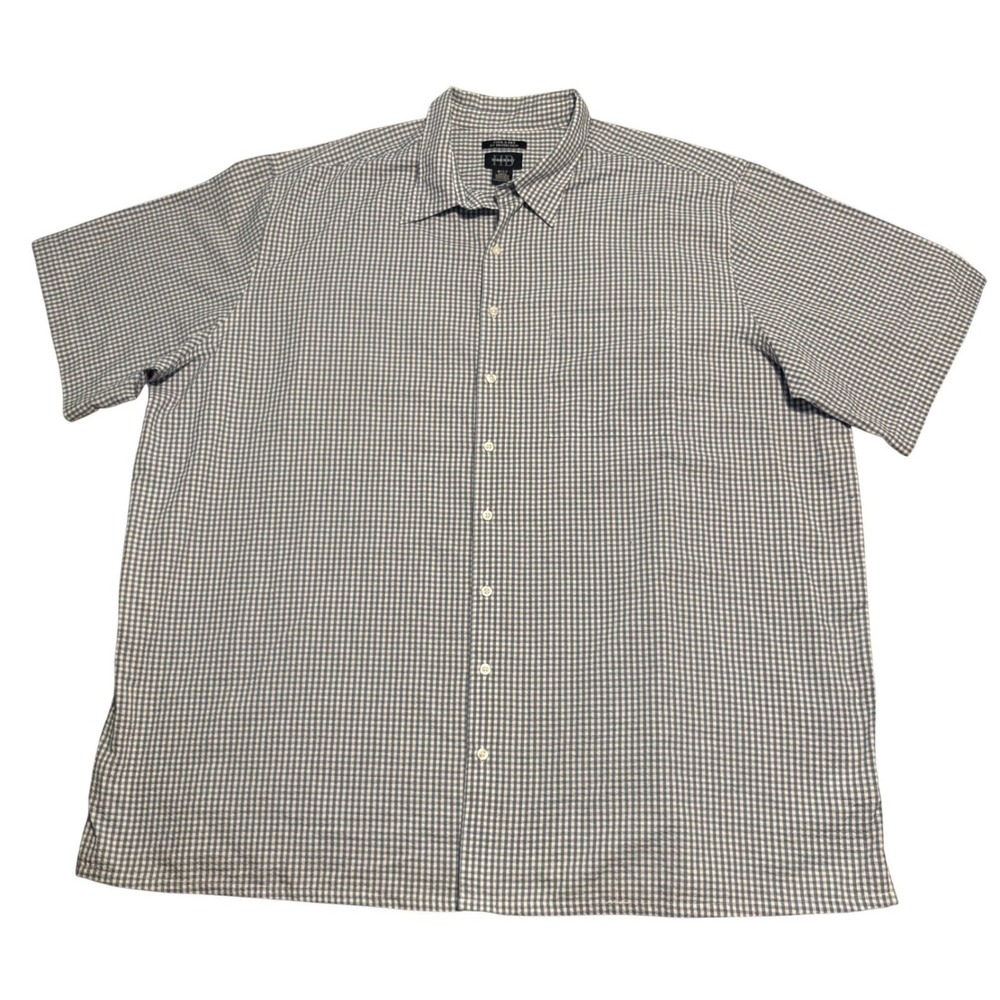 Harbor Bay Button Down Mens‎ 4XLT Blue Gingham Cool Dry UV Protection Shirt